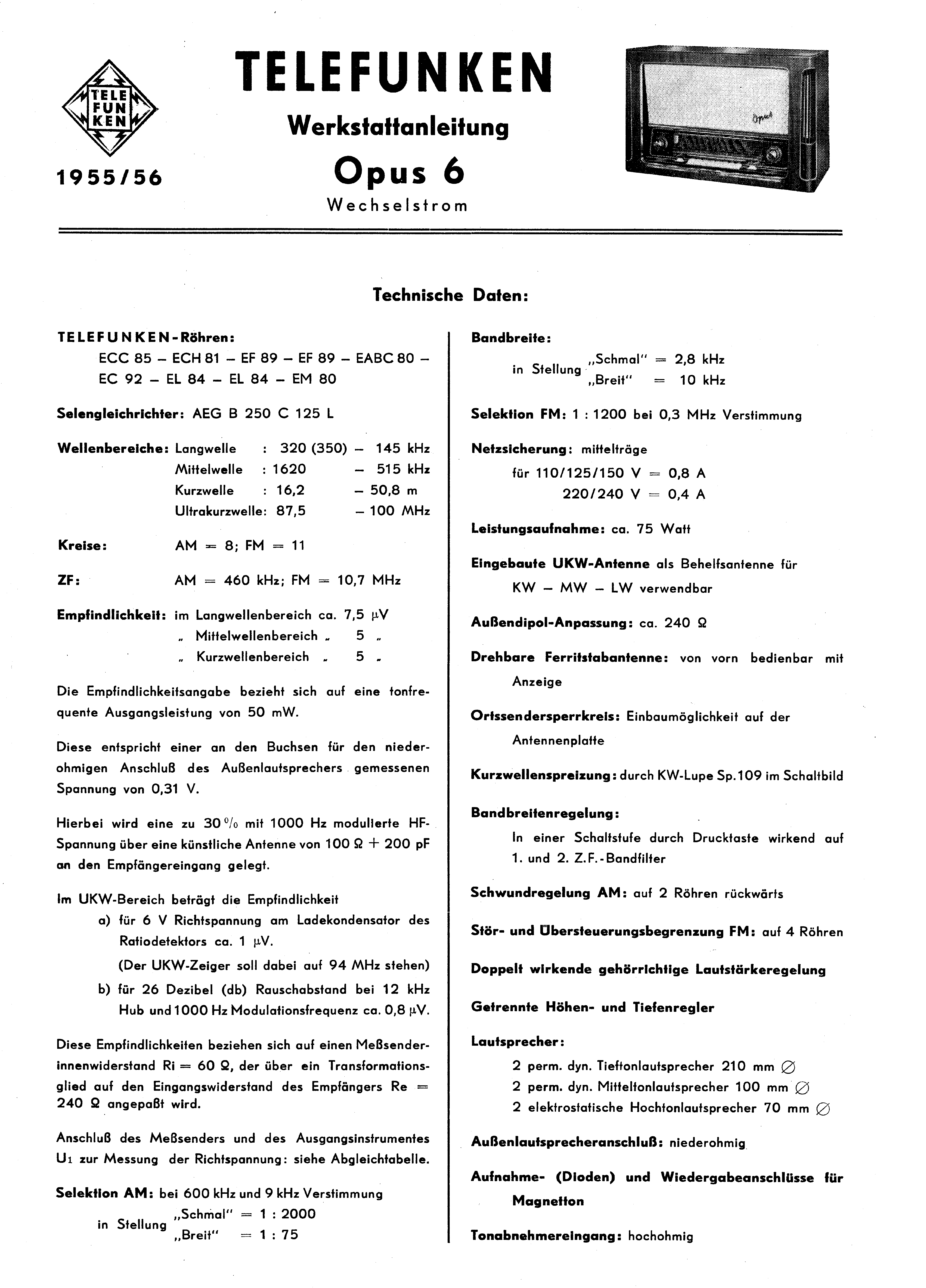 TELEFUNKEN OPUS6 SM service manual