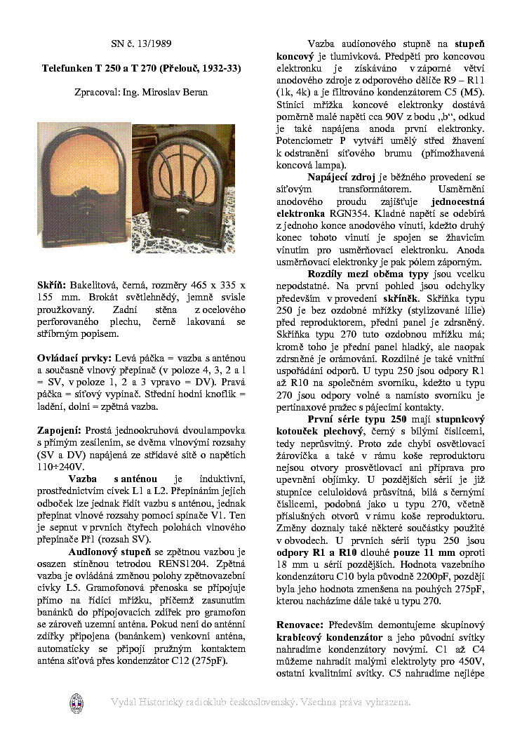 TELEFUNKEN T250-T270 service manual