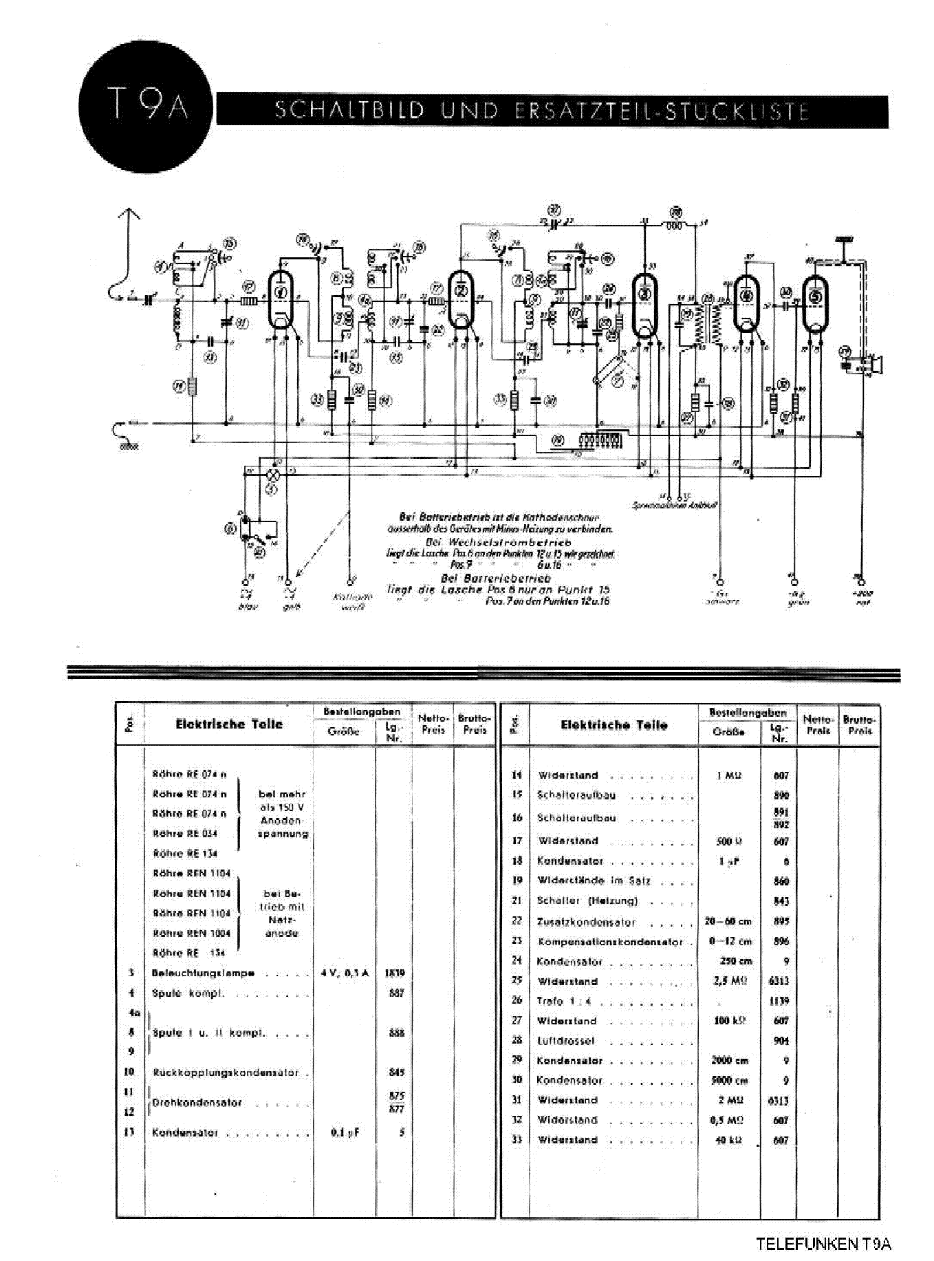 TELEFUNKEN T9A service manual