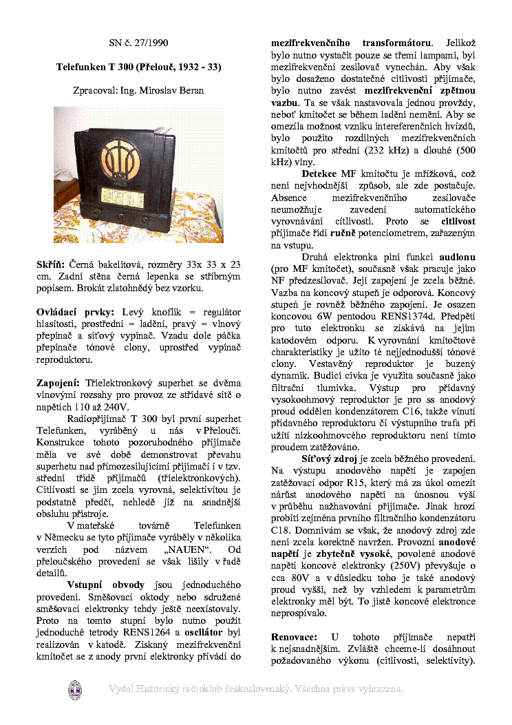 TELEFUNKEN T 300 service manual