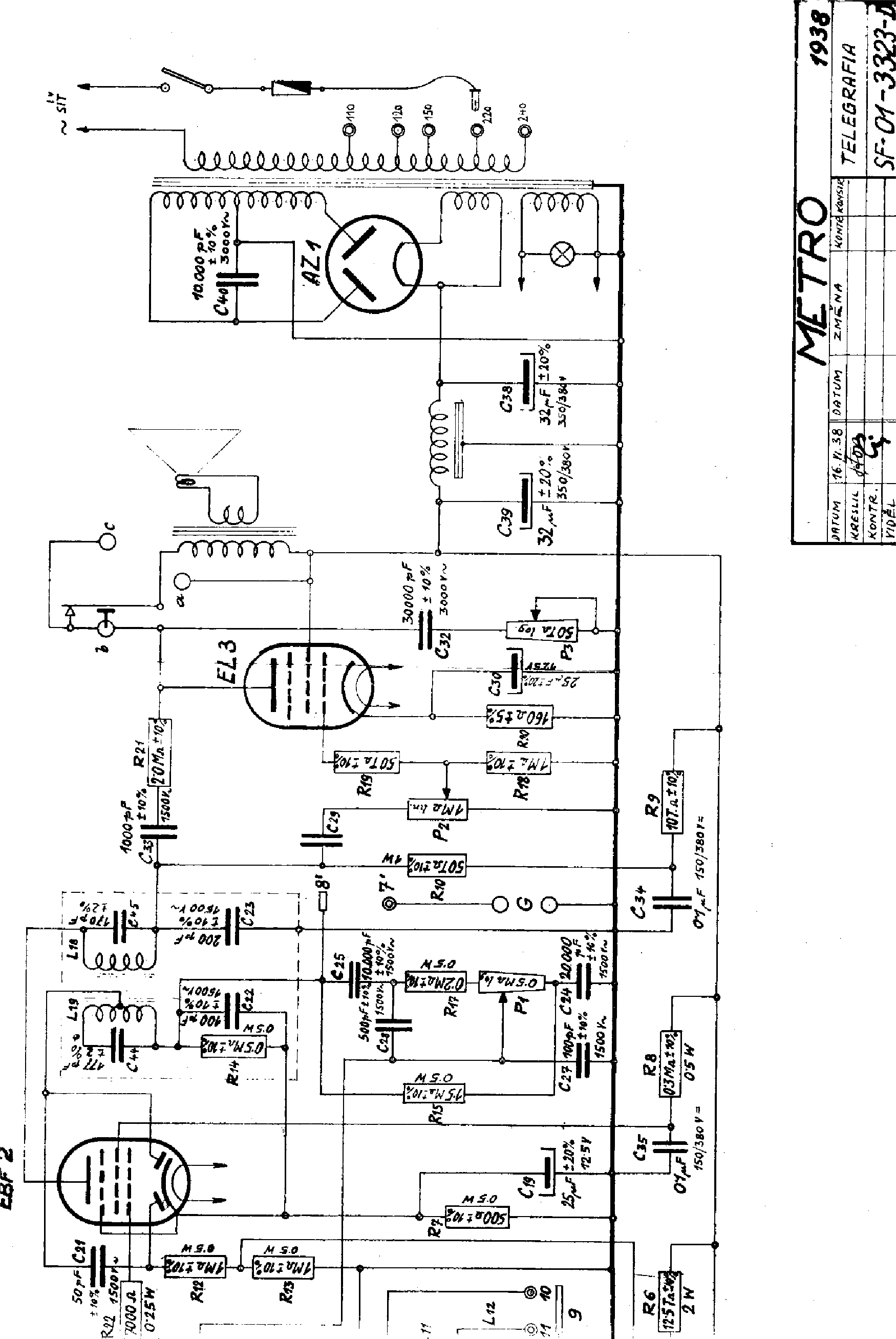 TELEGRAFIA METRO RADIO 1938 SCH Service Manual download, schematics ...