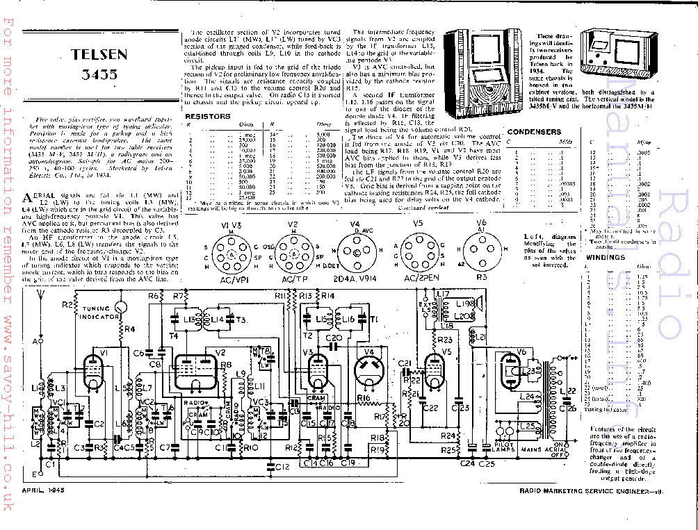 TELSEN 3435 Service Manual download, schematics, eeprom, repair info ...