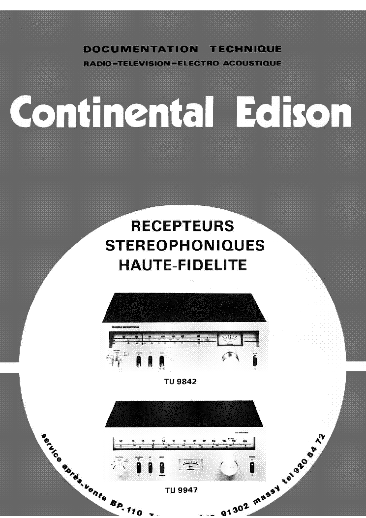 THOMSON TU9842 TU9947 CONTINENTAL EDISON SM service manual