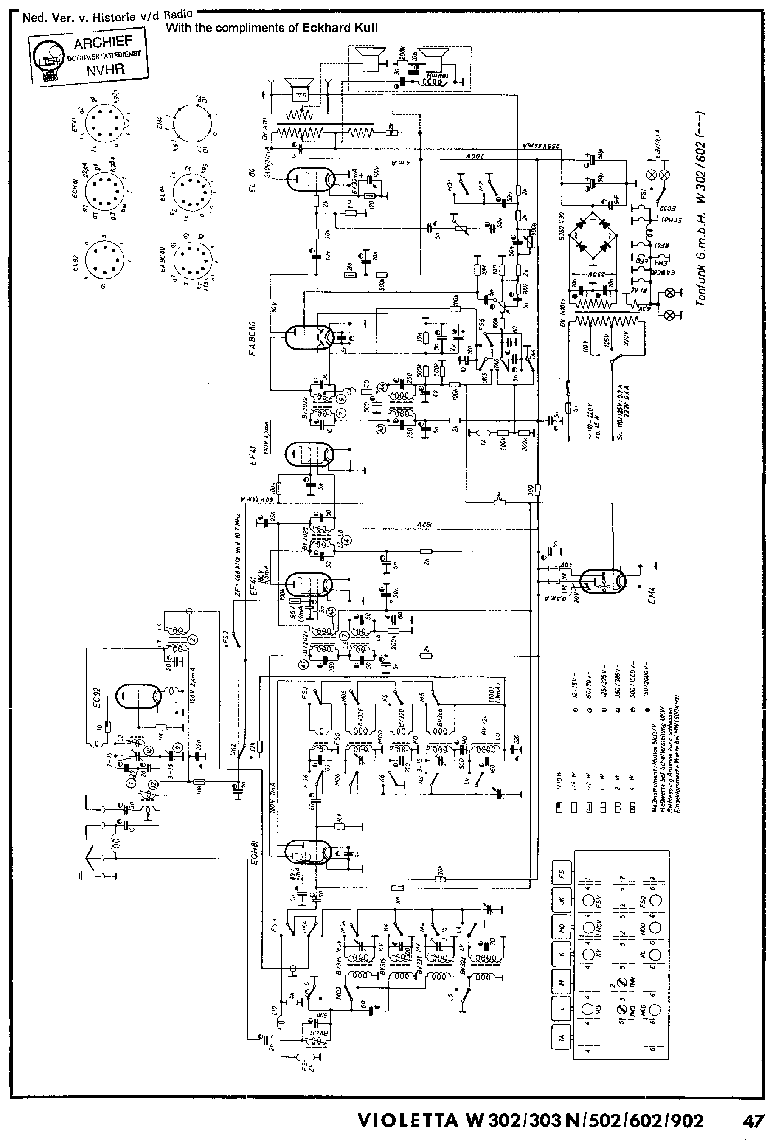 Tonfunk W302-602 Am-fm Receiver Sch Service Manual Download, Schematics 