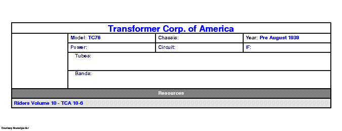 TRANSFORMER CORP. OF AMERICA TC76 SCH service manual
