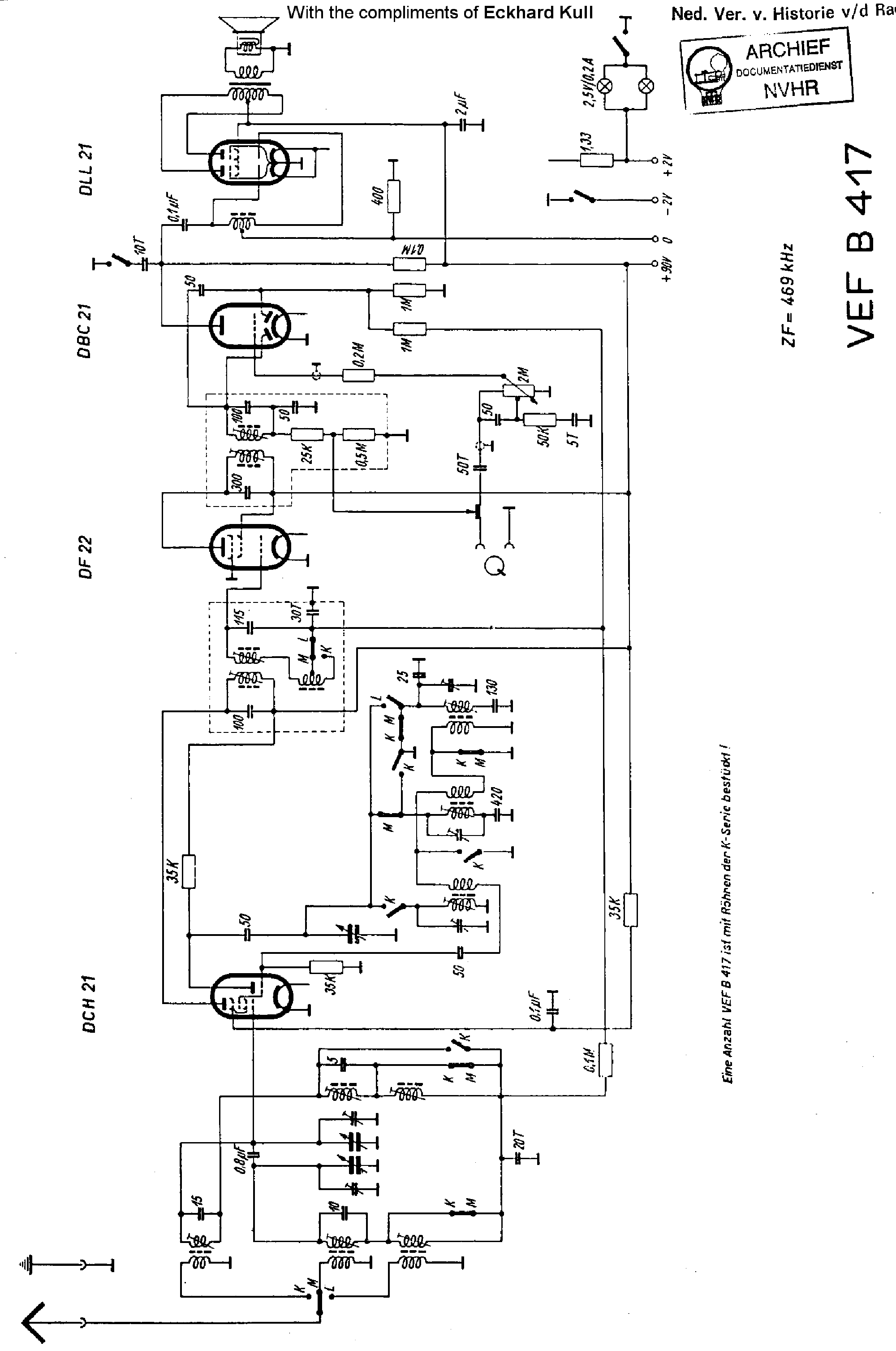 VEF B417 BATTERY RECEIVER SCH service manual