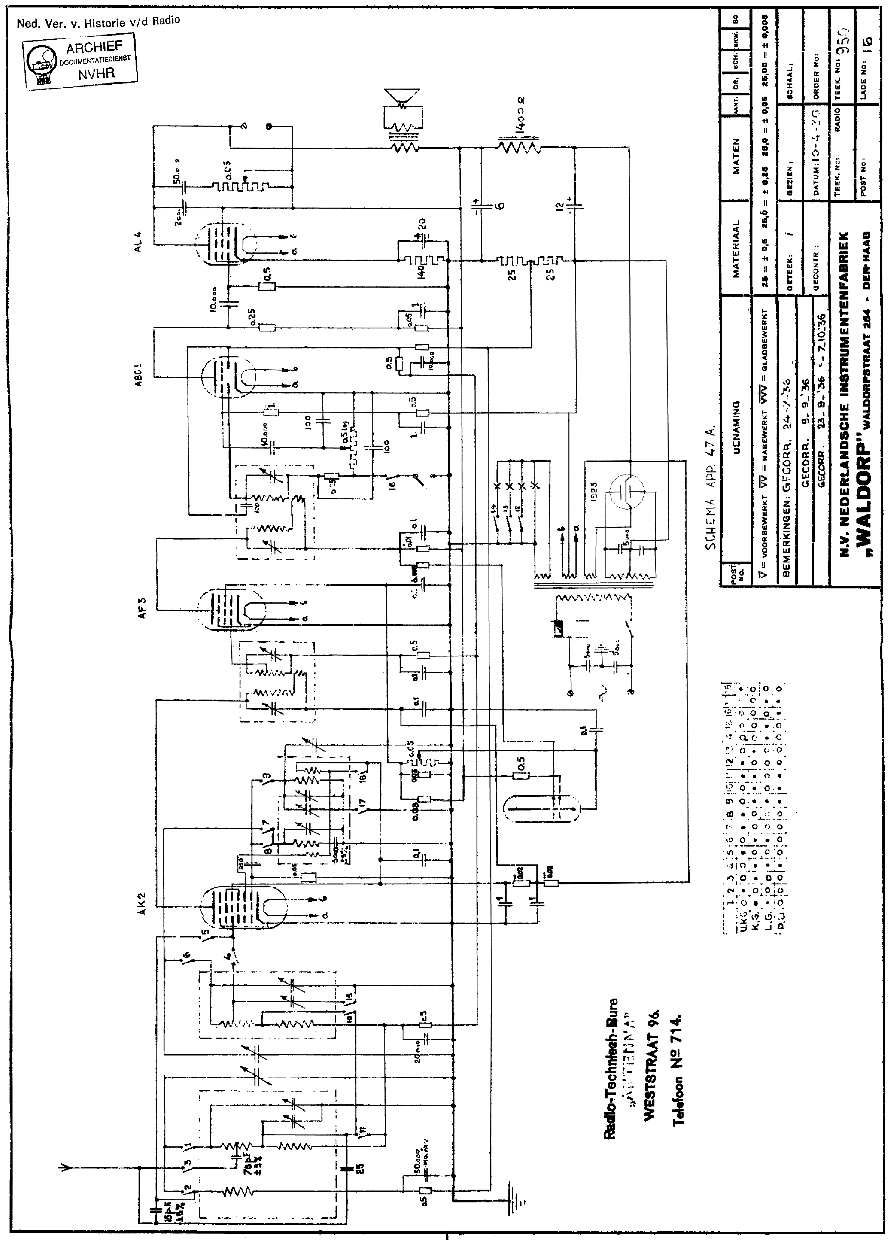 WALDORP 47A AC RECEIVER 1937 SCH Service Manual download, schematics ...