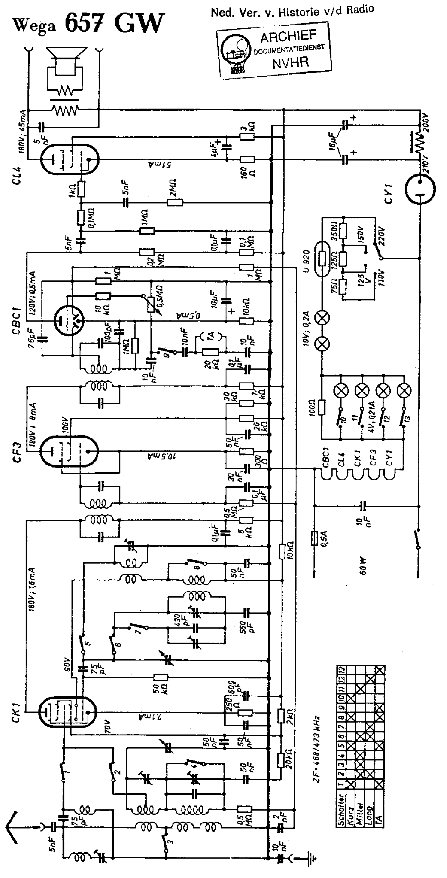 WEGA 657GW AC-DC RECEIVER SCH service manual