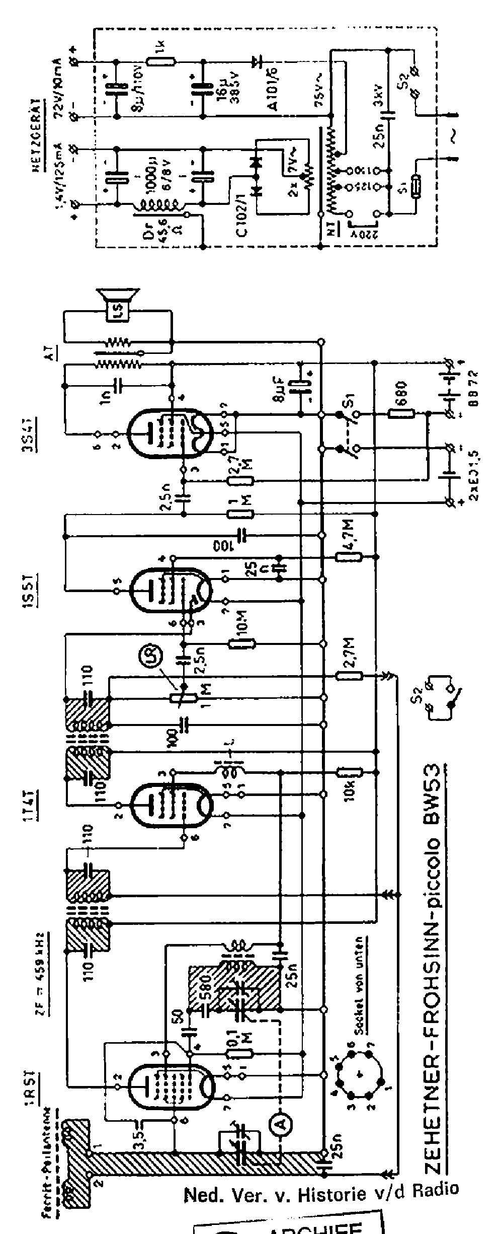 ZEHETNER BW53 POWER SUPPLY FOR TUBE RECEIVER SCH service manual (1st page)