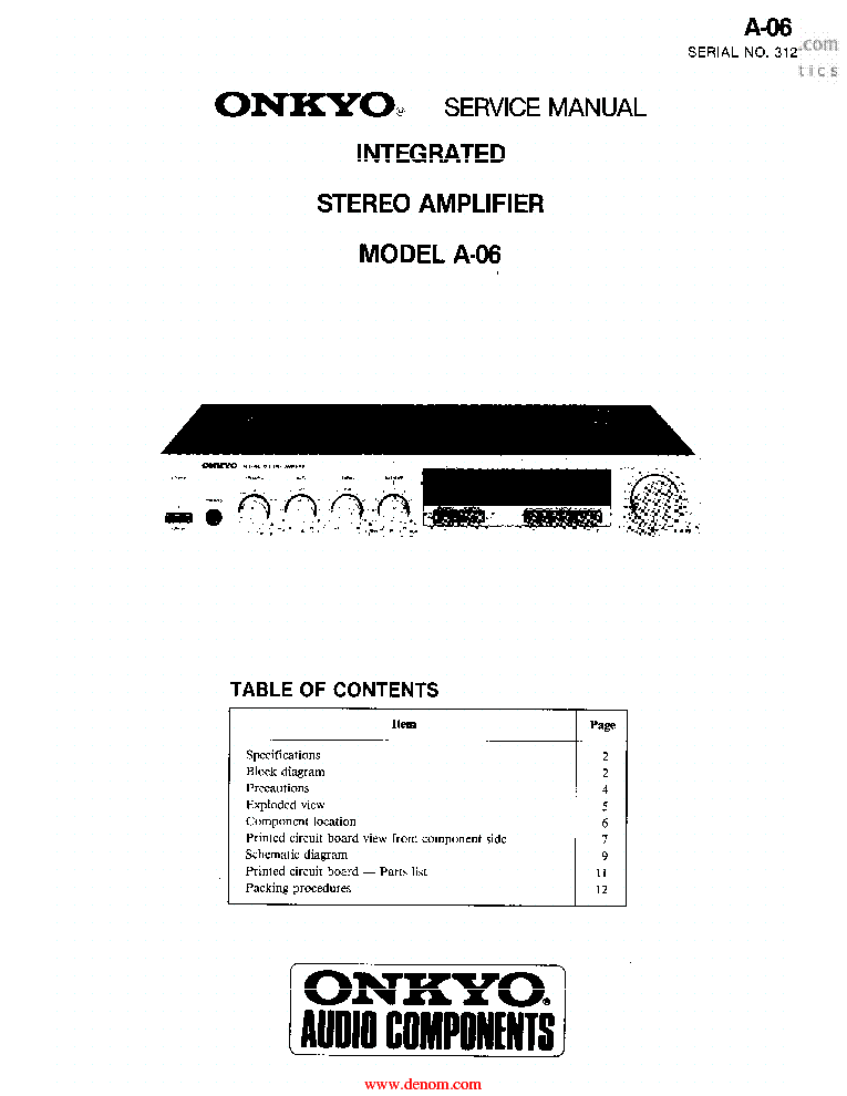 ONKYO A-06 INTEGRATED AMPLIFIER SM service manual (1st page)