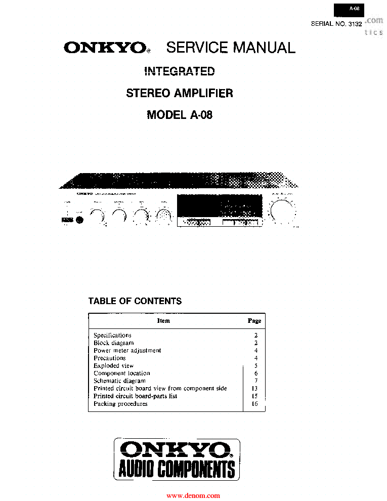 ONKYO A-08 INTEGRATED AMPLIFIER SM service manual (1st page)