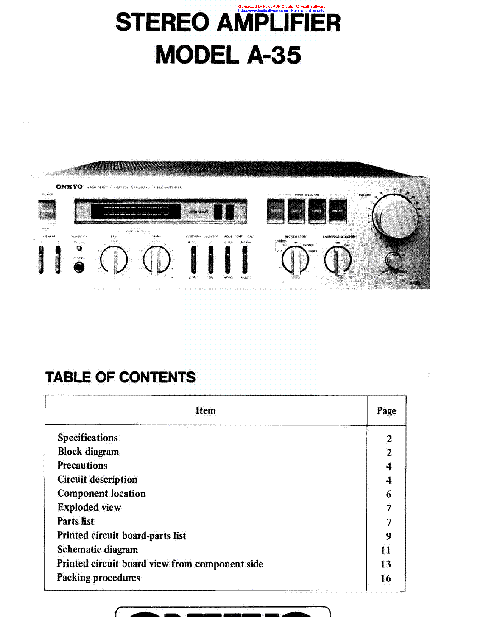 ONKYO A-35 service manual
