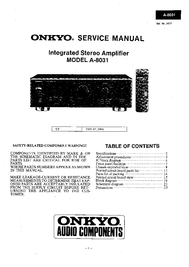 ONKYO A-8031 AMPLIFIER SM service manual (1st page)
