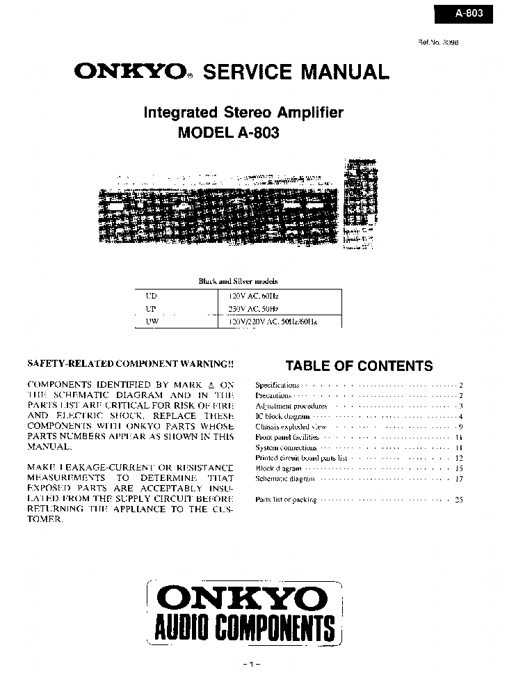 ONKYO A-803 SM service manual (1st page)