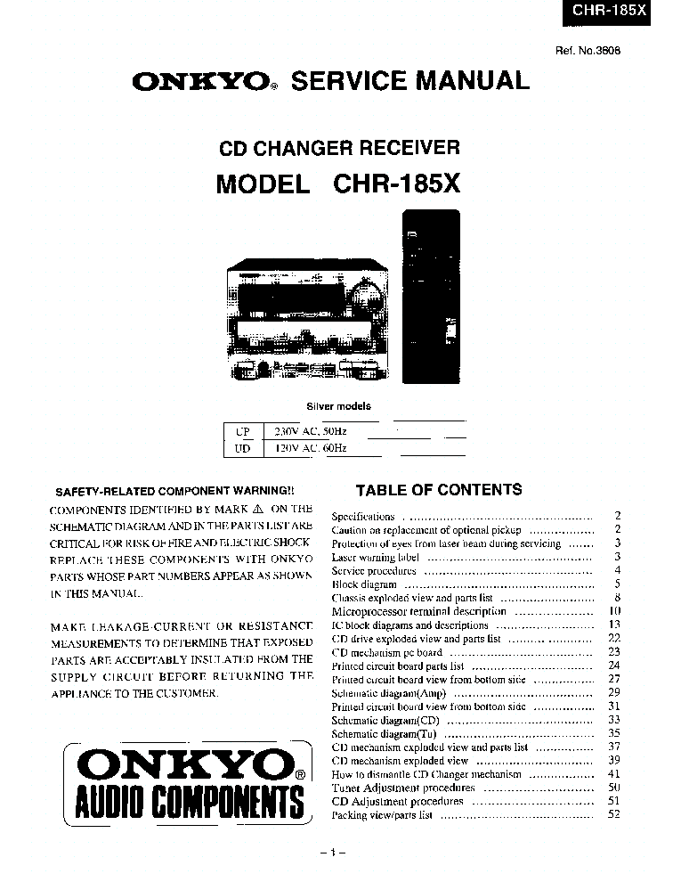ONKYO CHR-185X CR-185 SM Service Manual download, schematics 