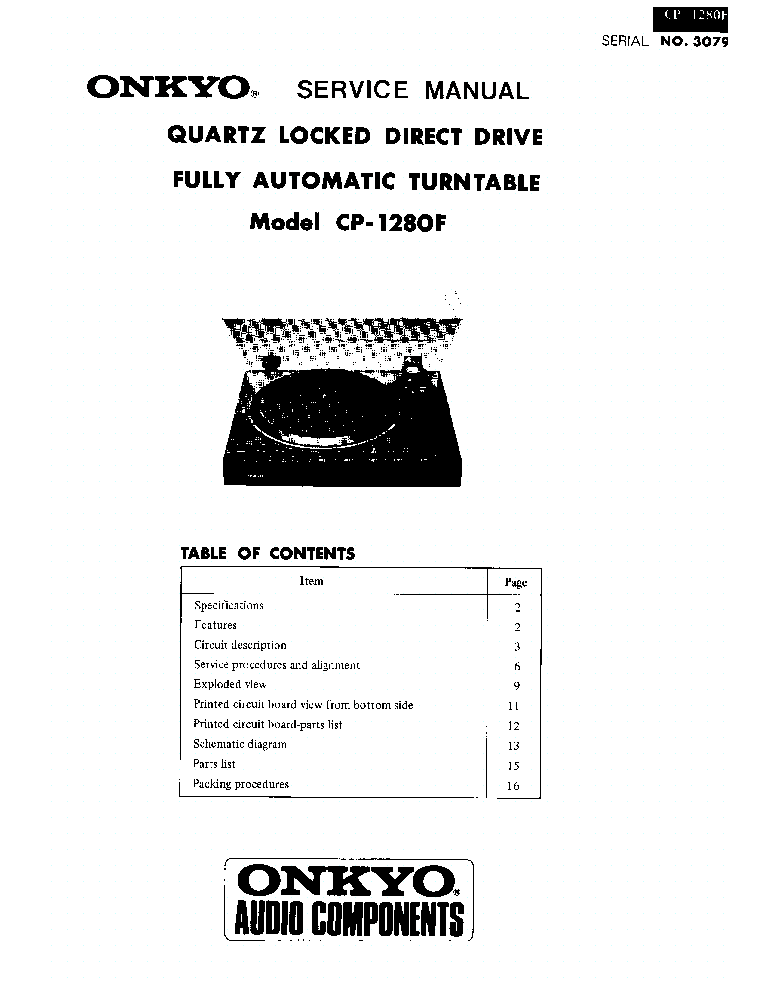 ONKYO CP-1280F TURNTABLE service manual (1st page)