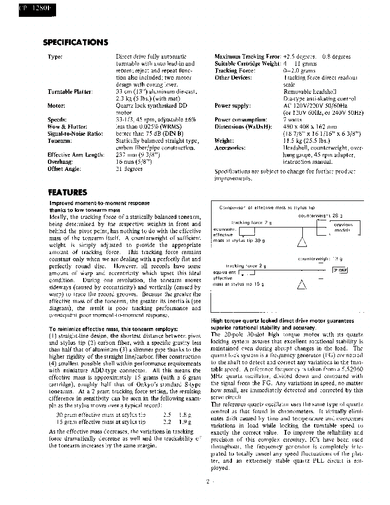 ONKYO CP-1280F TURNTABLE service manual (2nd page)