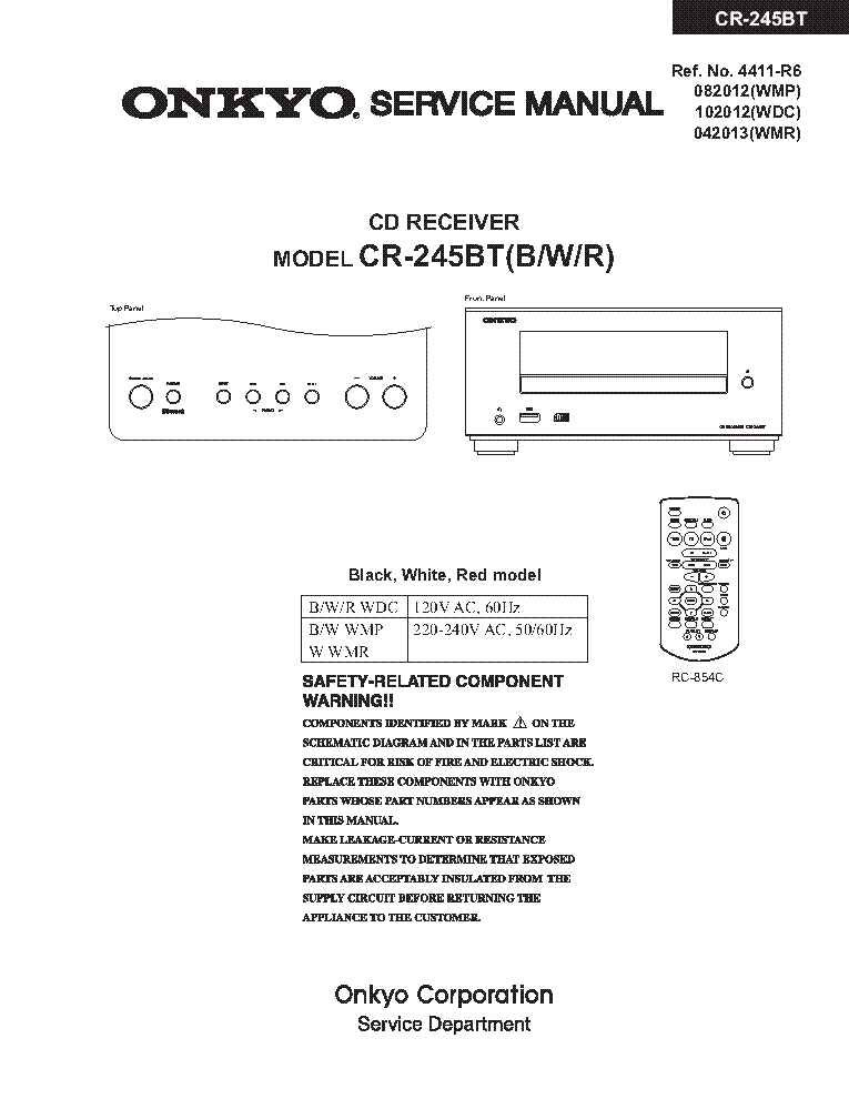 ONKYO CR-245BT SM PARTS REV6 service manual (1st page)