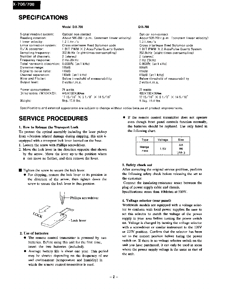 ONKYO DX-706 708 SM service manual (2nd page)