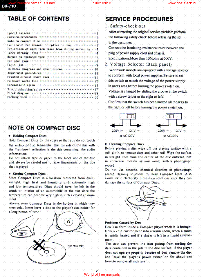 ONKYO DX-710 CD PLAYER service manual (2nd page)
