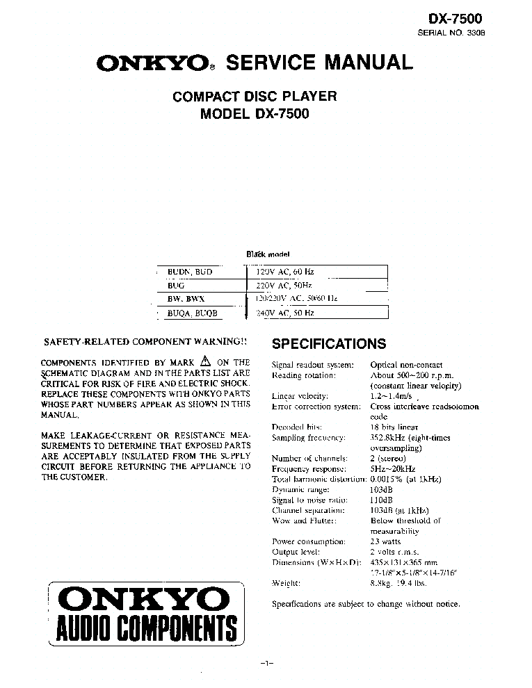ONKYO DX-7500-SM service manual (1st page)