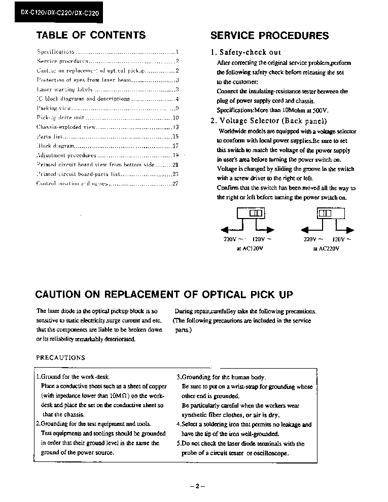 ONKYO DX-C120 C220 SM service manual (2nd page)