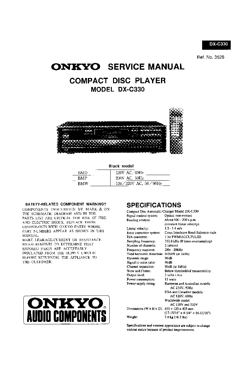 ONKYO DX-C330 SM service manual (1st page)