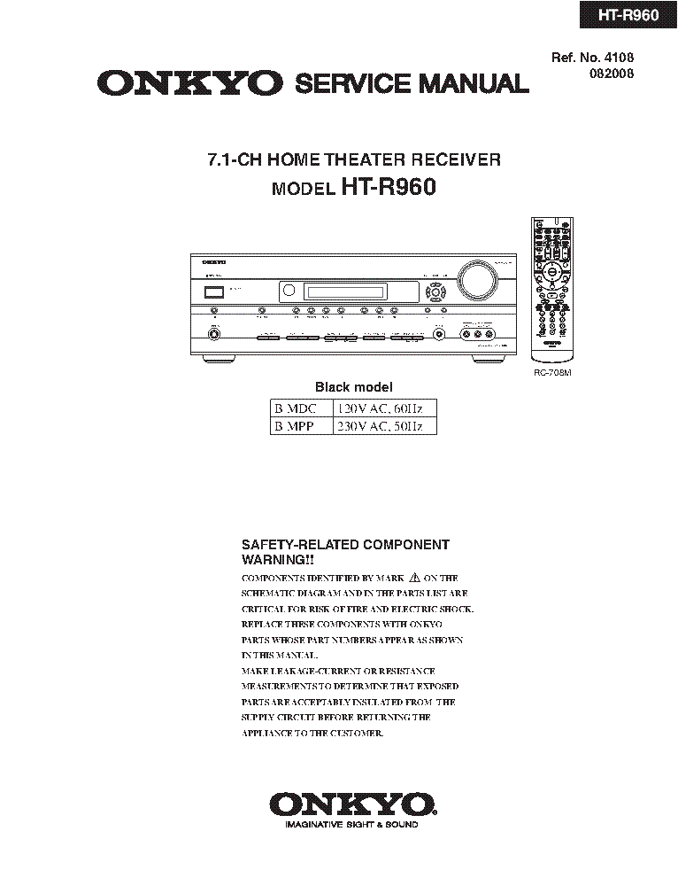 ONKYO HT-R960 SM AND PARTS REV1 service manual (1st page)
