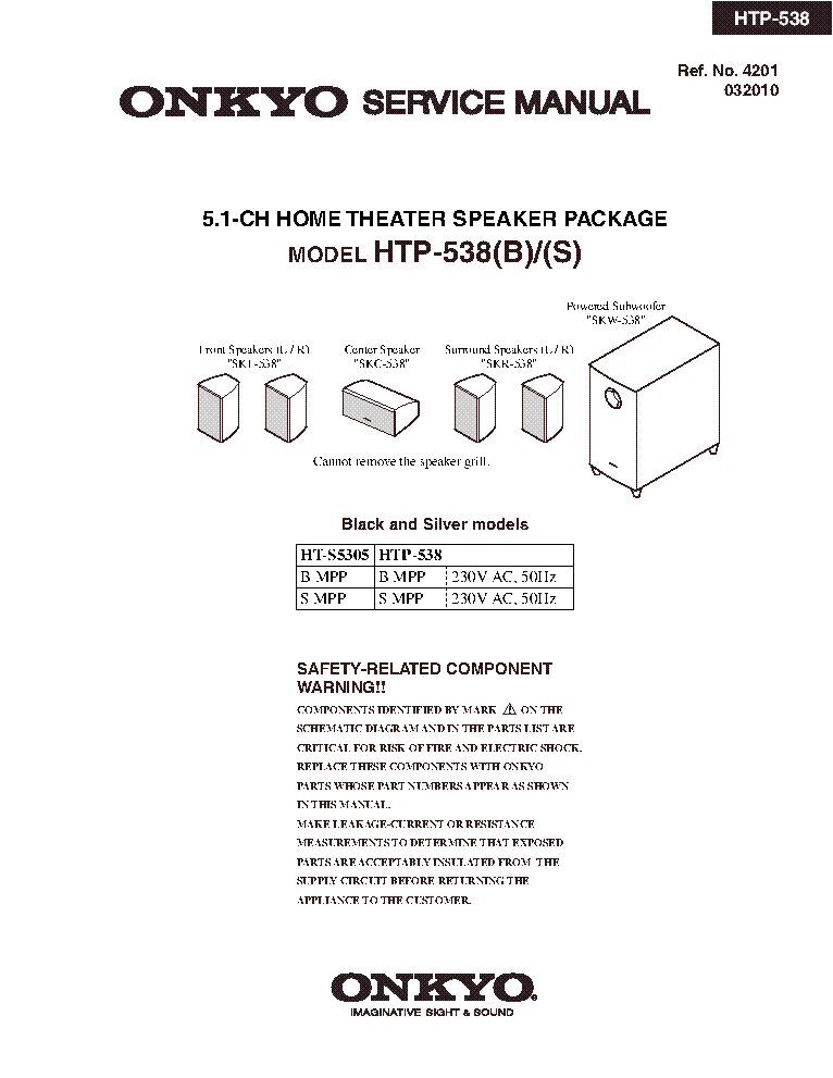 ONKYO HTP-538 SM PARTS REV1 service manual (1st page)