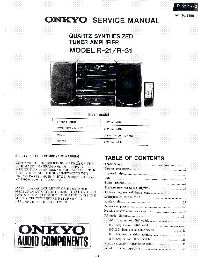 ONKYO R-21 31 SM service manual (1st page)