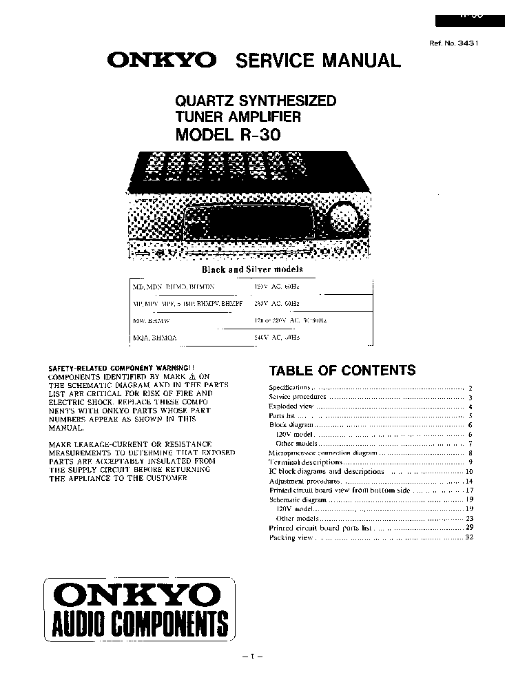 ONKYO R-30 service manual (1st page)