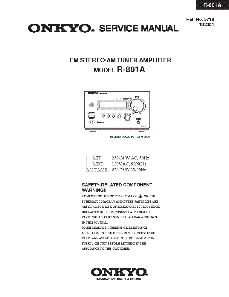 ONKYO R-801A SM service manual (1st page)