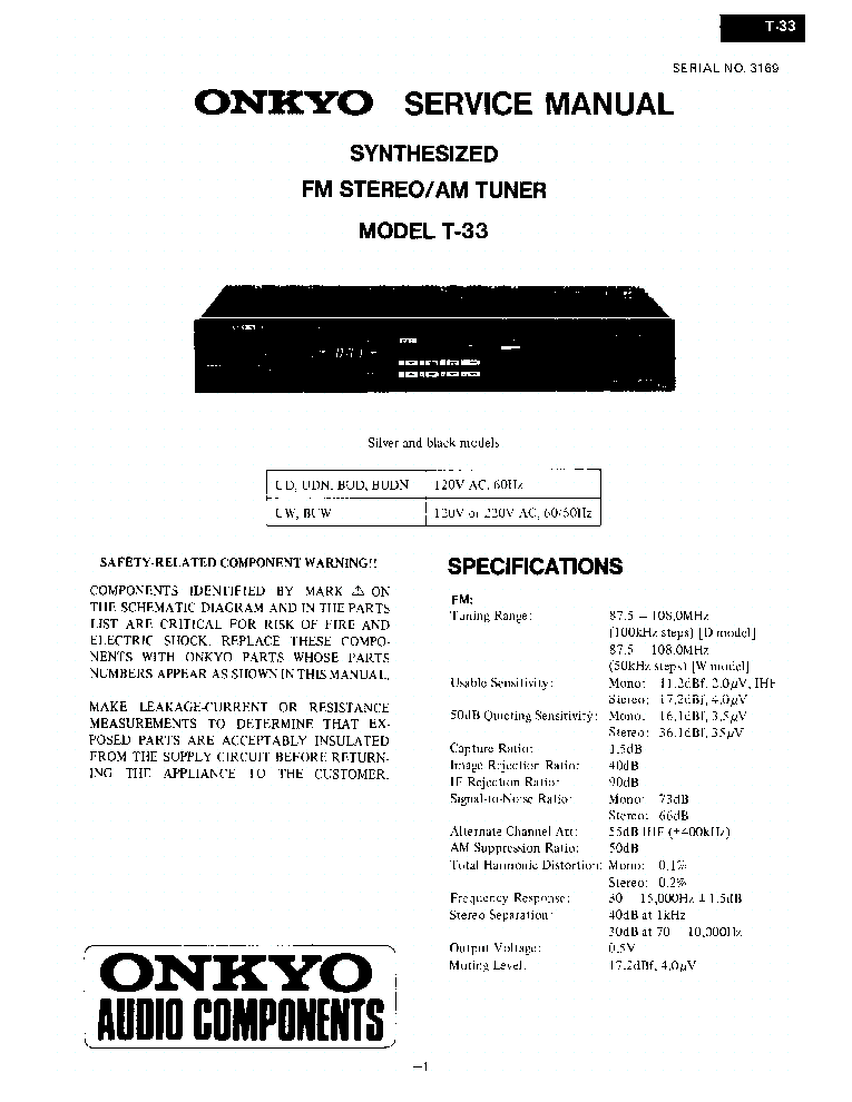ONKYO T-33 service manual (1st page)