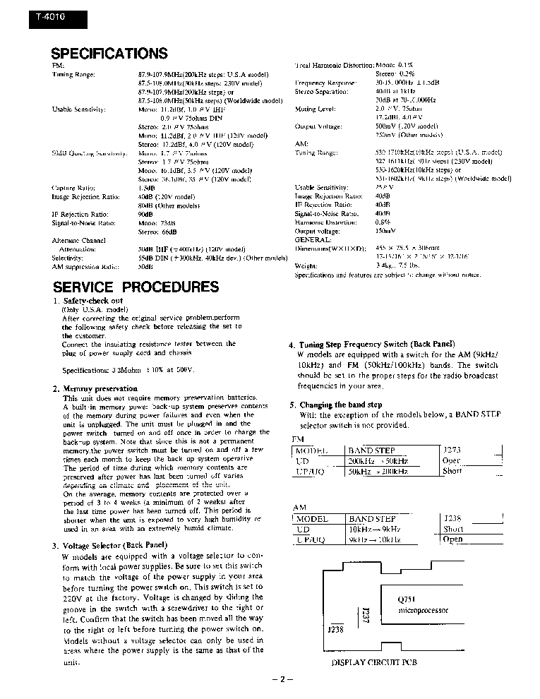 ONKYO T-4010 service manual (2nd page)