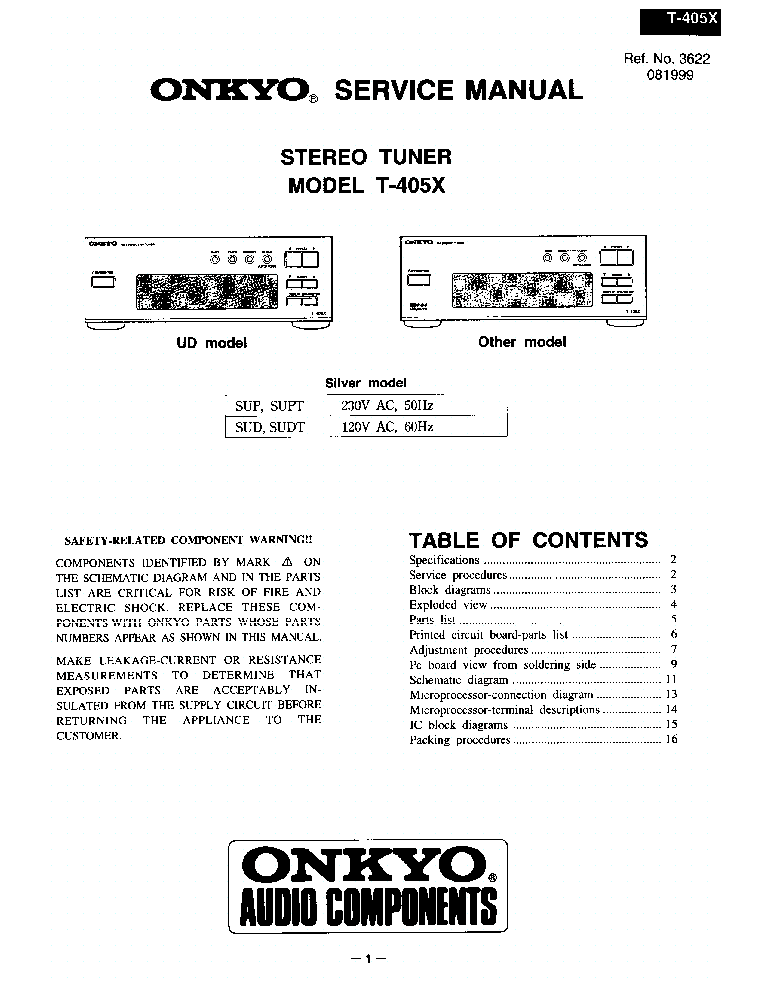 ONKYO T-405 SM service manual (1st page)