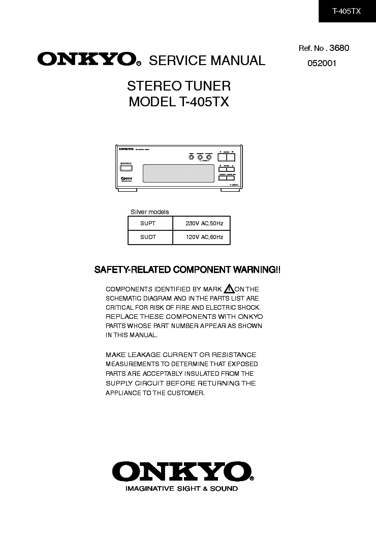 ONKYO T-405TX service manual (1st page)