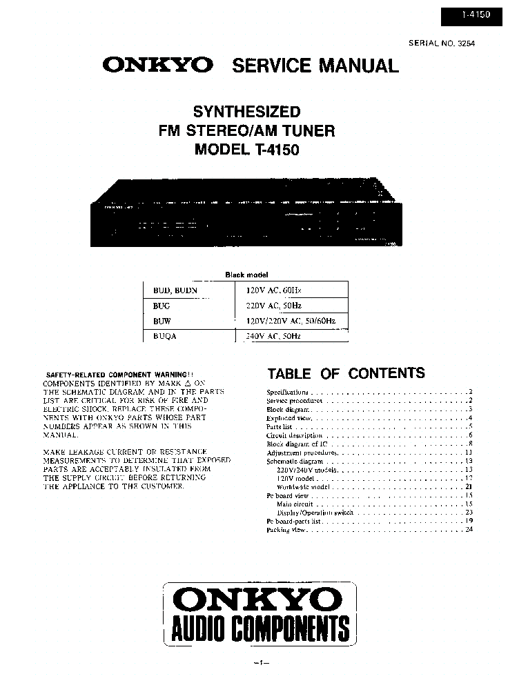 ONKYO T-4150 SM service manual (1st page)