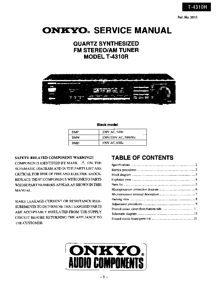 ONKYO T-4310R SM service manual (1st page)