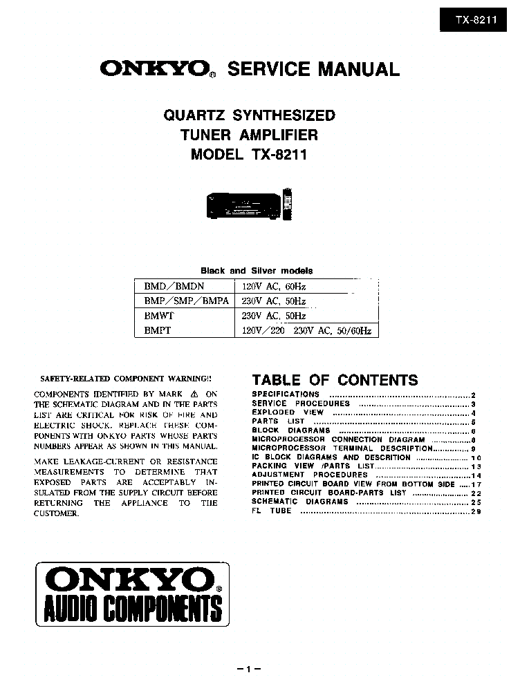 ONKYO TH TX-8211 service manual (1st page)