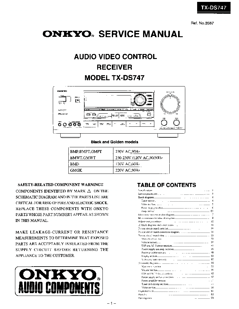 ONKYO TX-DS747 service manual (1st page)