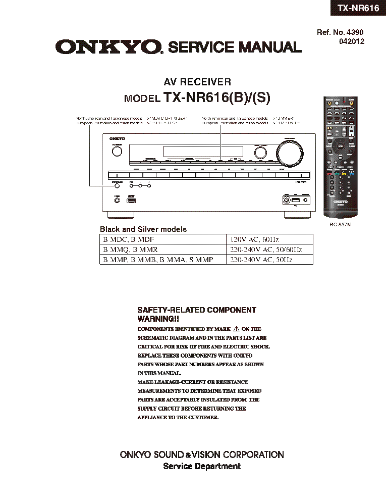 ONKYO TX-NR616 SM PARTS 1ST COMPLETED service manual (1st page)