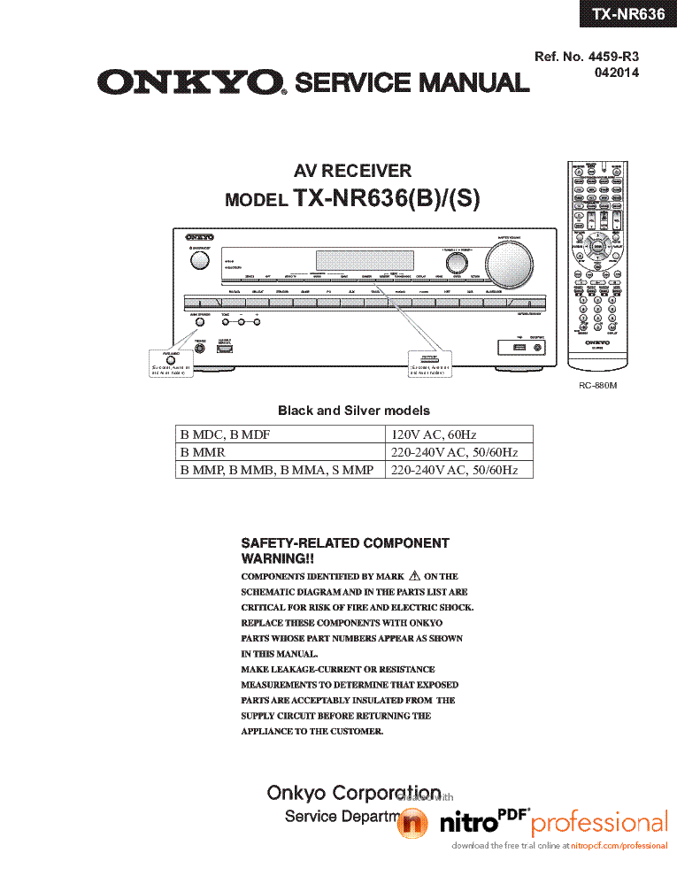 ONKYO TX-NR636 Service Manual download, schematics, eeprom, repair info