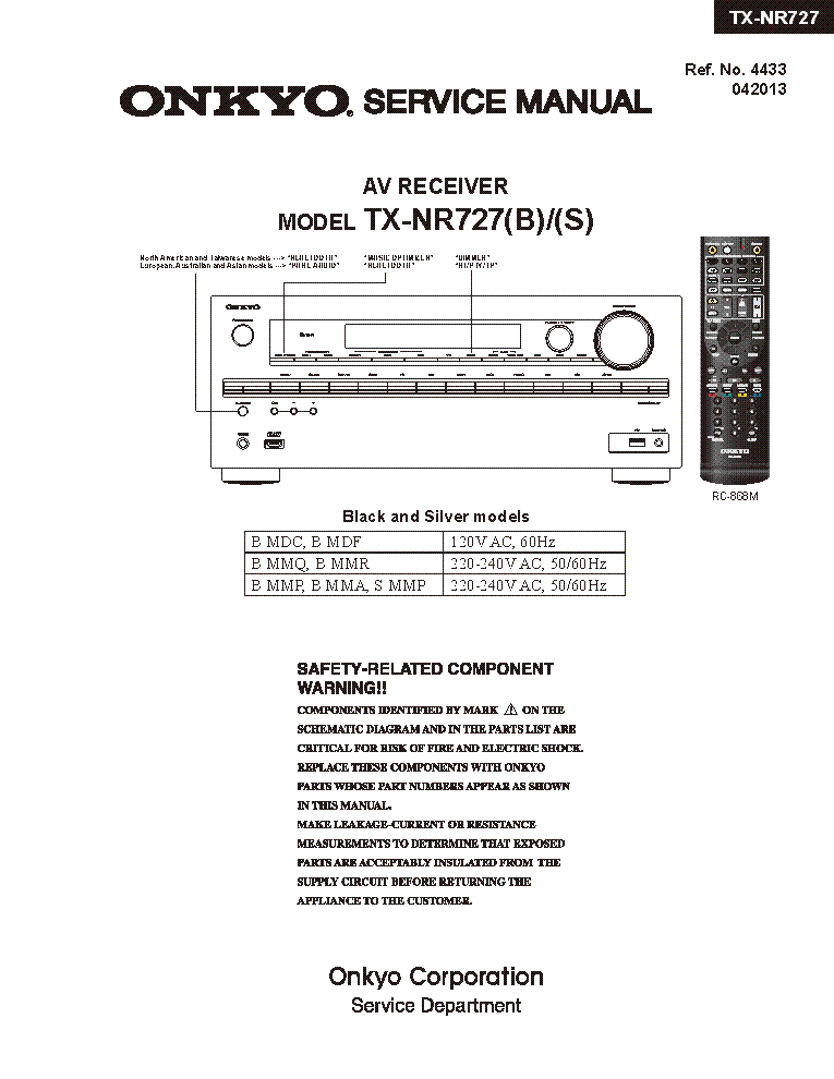 ONKYO TX-NR727 SM PARTS REV1 service manual (1st page)