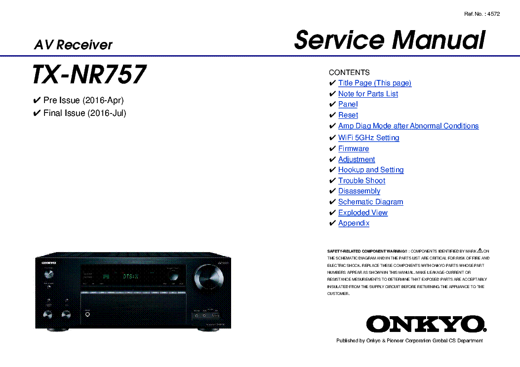 ONKYO TX-NR757 SM service manual (1st page)