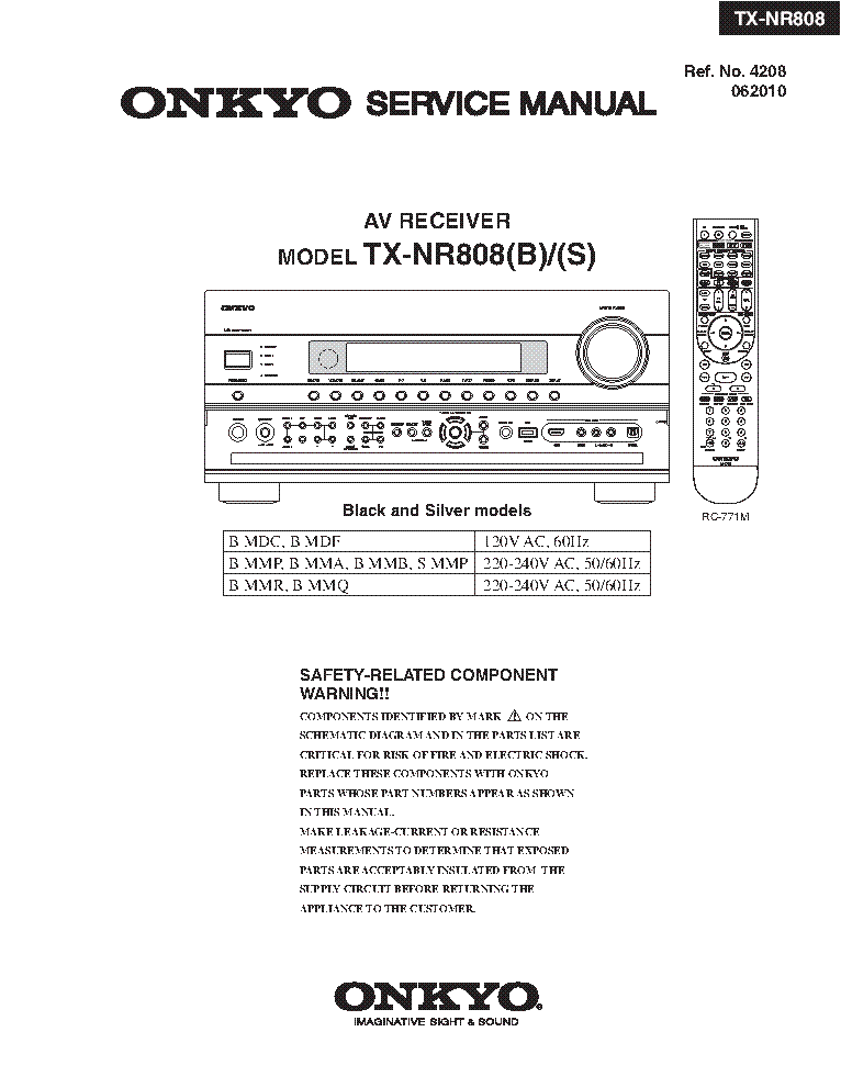ONKYO TX-NR808 SM AND PARTS service manual (1st page)