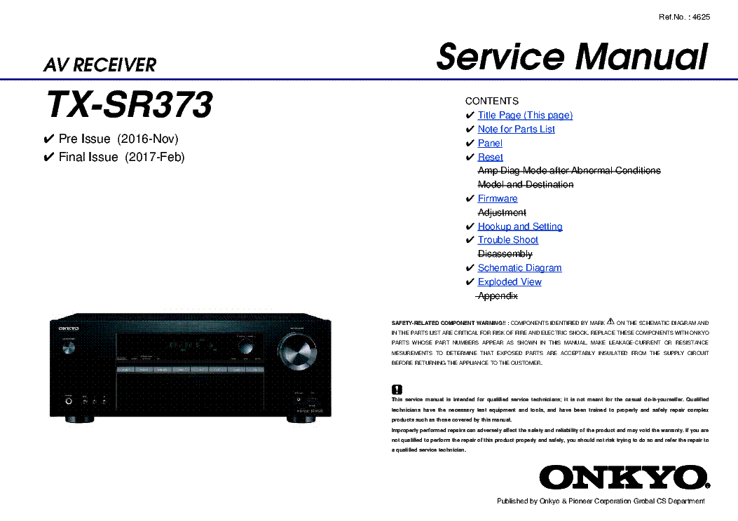 ONKYO TX-SR373 service manual (1st page)