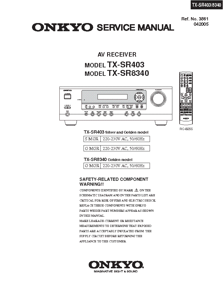 ONKYO TX-SR403 SR8340-SM REV1-AV-RECEIVER service manual (1st page)