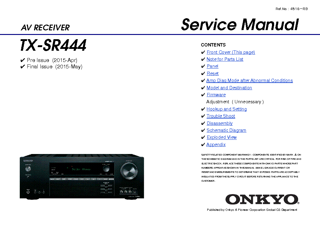 ONKYO TX-SR444 service manual (1st page)
