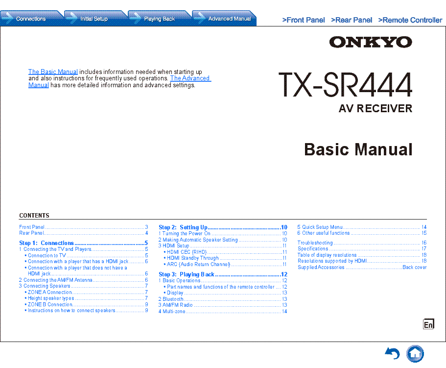 ONKYO TX-SR444 BASIC ADVANCED MANUAL service manual (1st page)