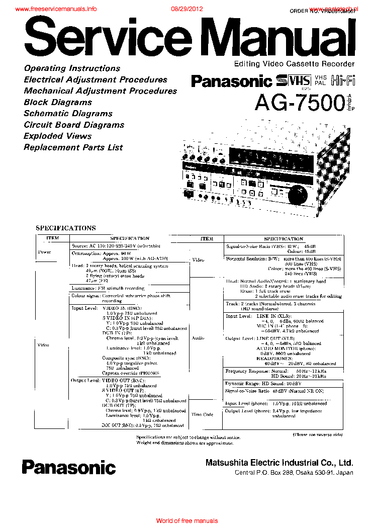 PANASONIC AG-7500PAN service manual (1st page)